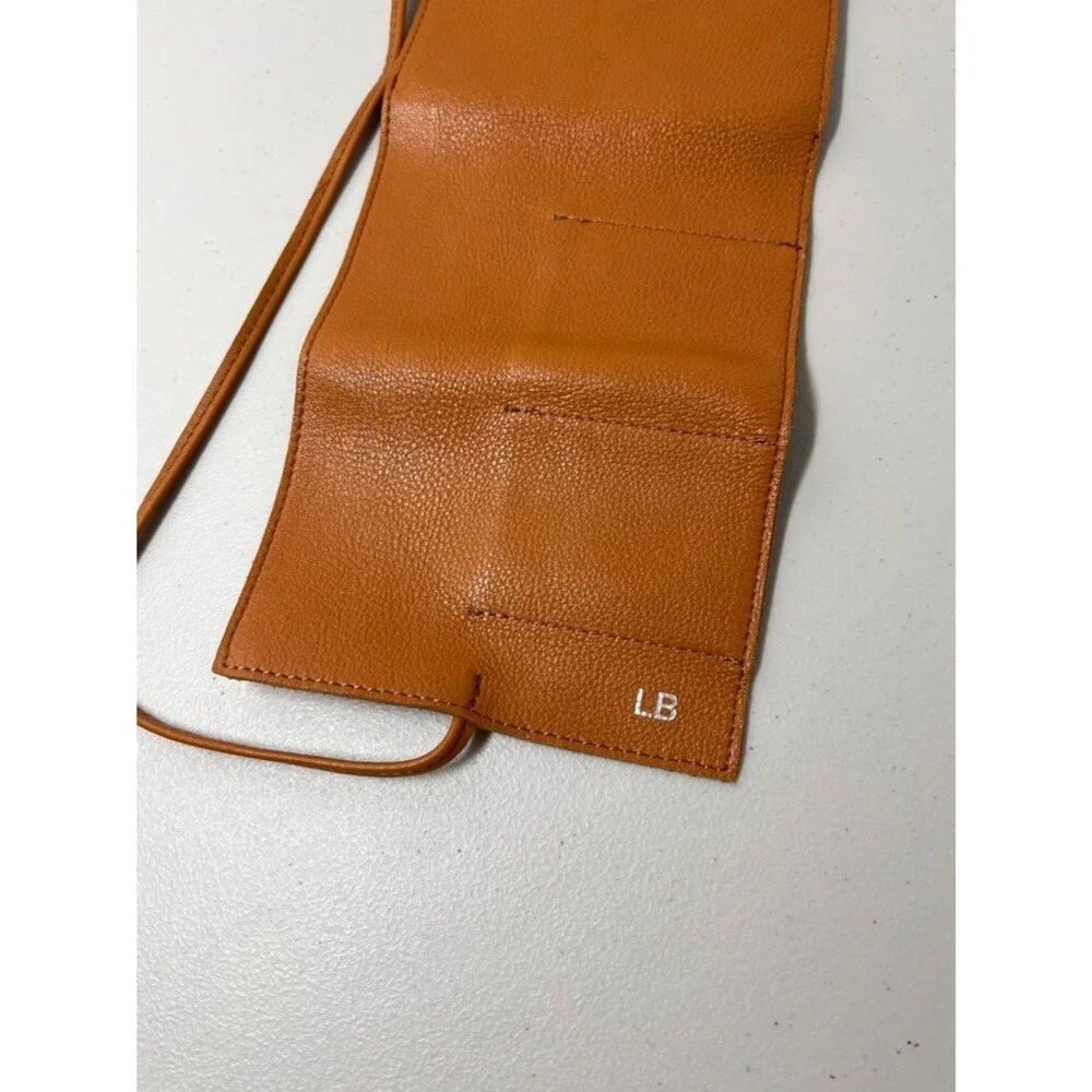 Mark & Graham Leather Charger Roll Up Camel Carry Case Unisex Monogrammed “LB”